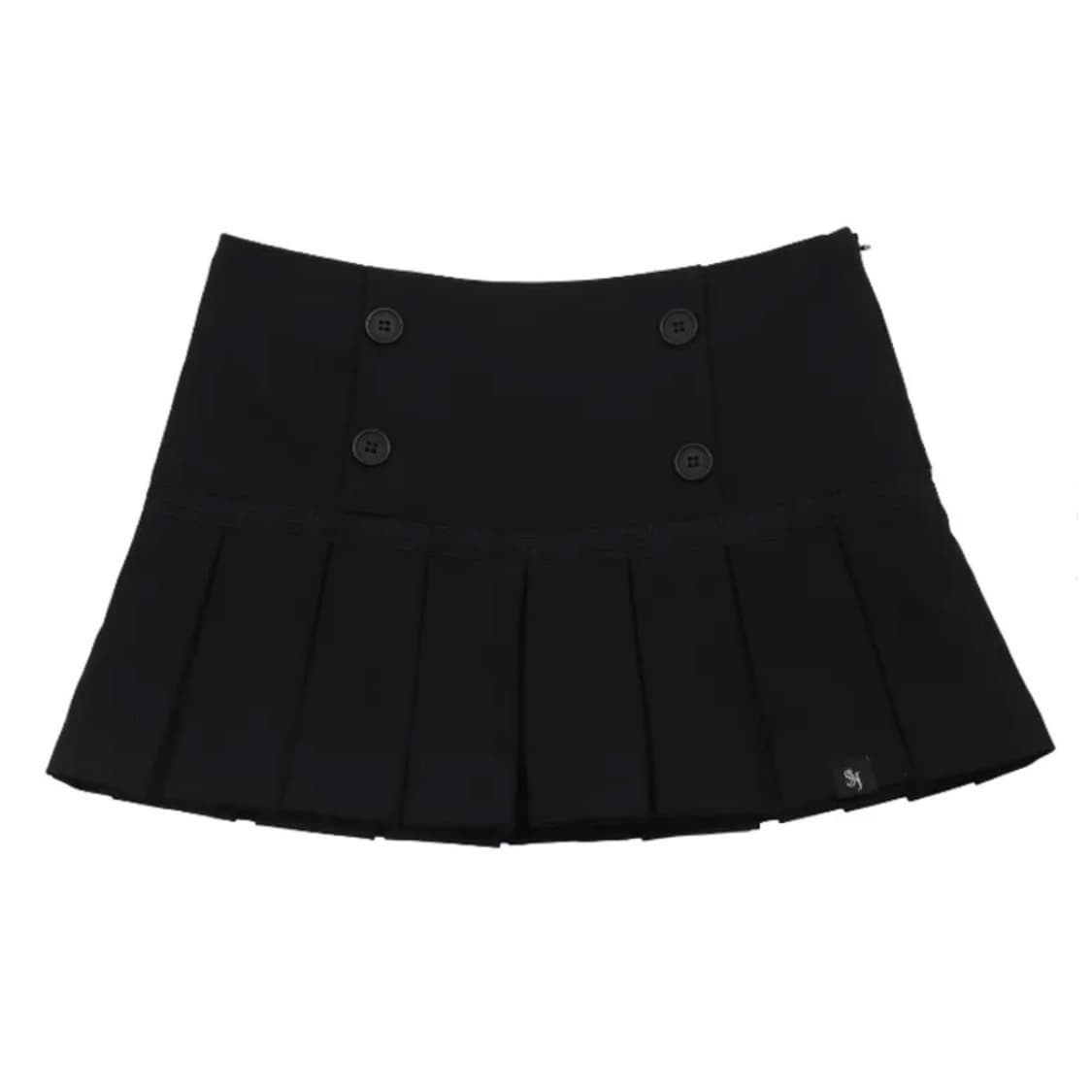 BUTTON LACE PLEATED SKIRT BLACK 상품이미지1