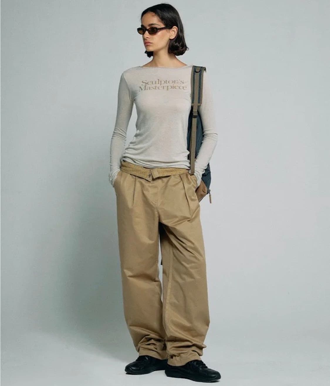 [스컬프터] Folding Waist Band Pants Beige 상품이미지2