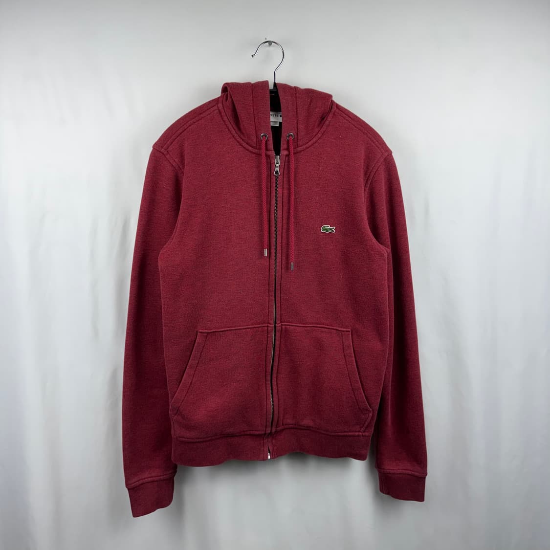 (XS) 라코스테 크록 코튼 플리스 후드 집업 자켓 버건디 상품이미지2
