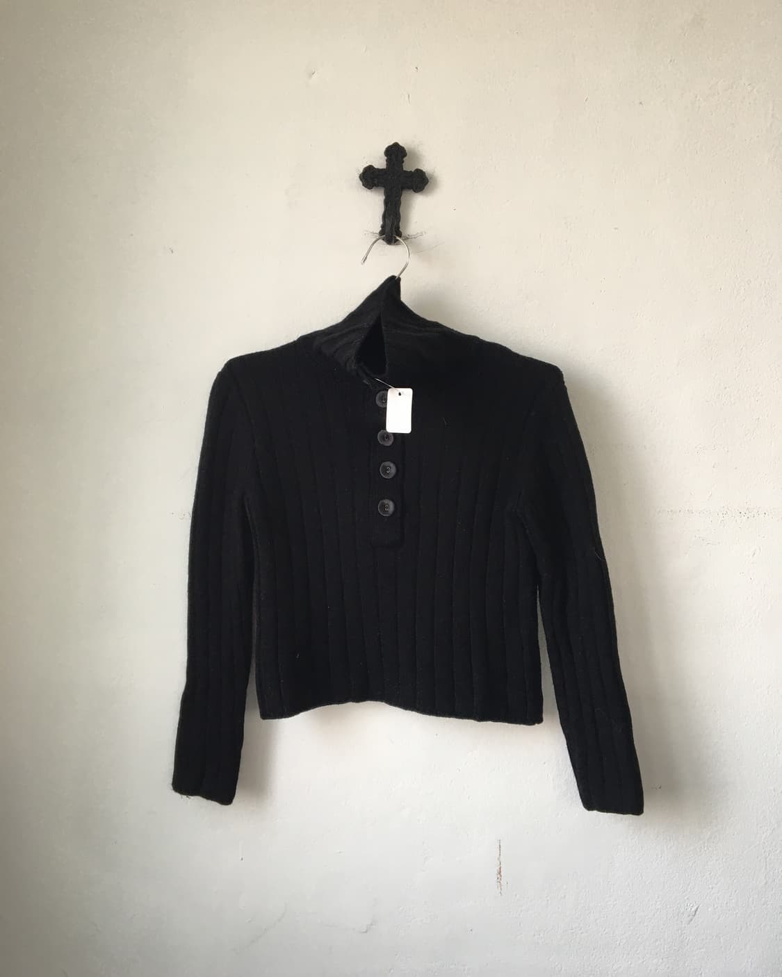 Button point high neck ribbed knit 상품이미지2