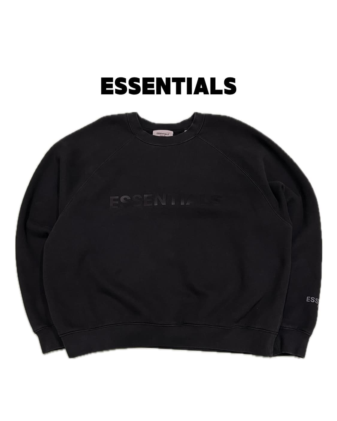 (M) 피어오브갓 에센셜 3D 실리콘 아플리케 크루넥 웨더드 블랙 상품이미지1