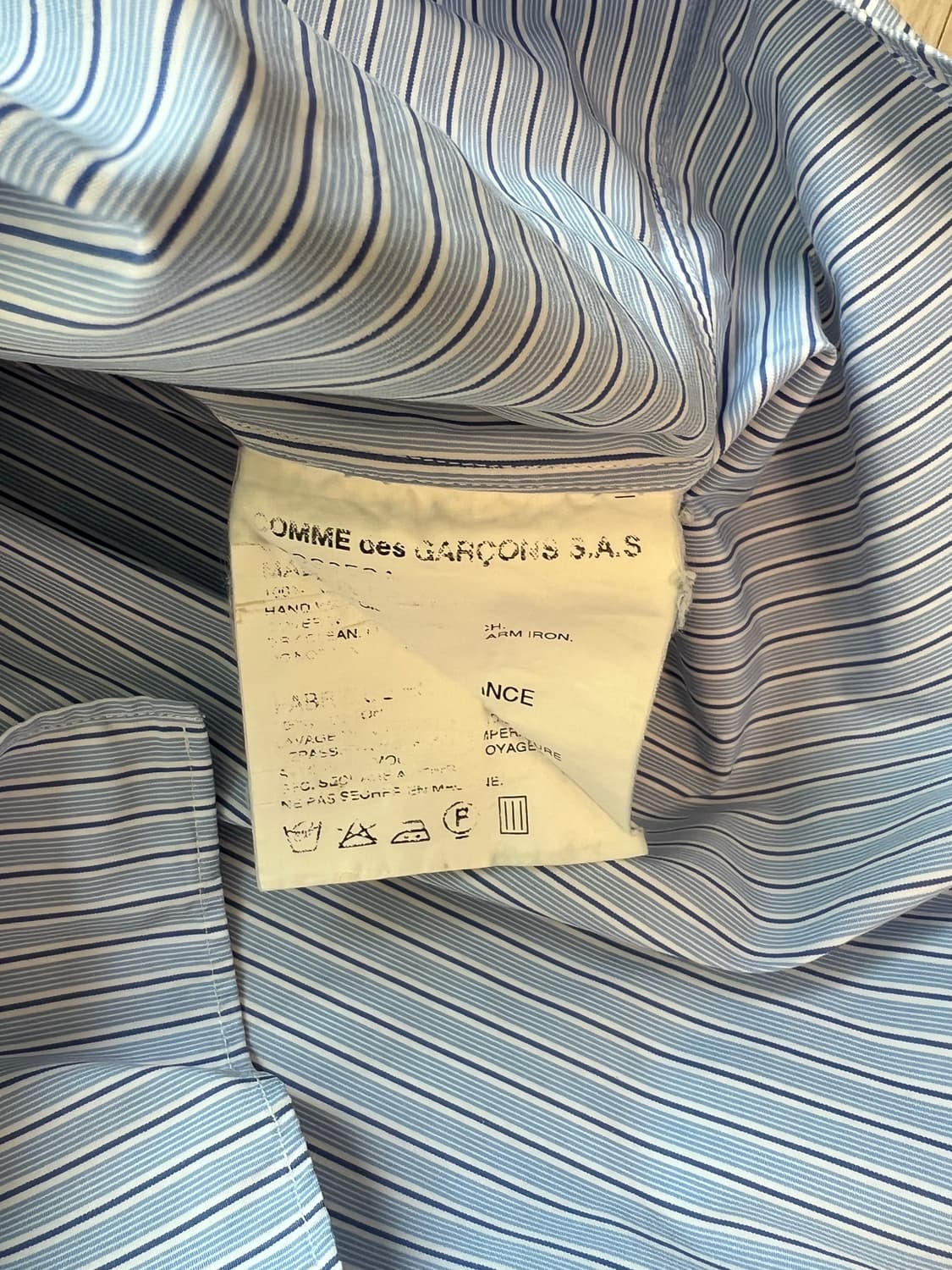 꼼데가르송 셔츠 / 프랑스 제작 스트라이프 오버 셔츠 / L 상품이미지8