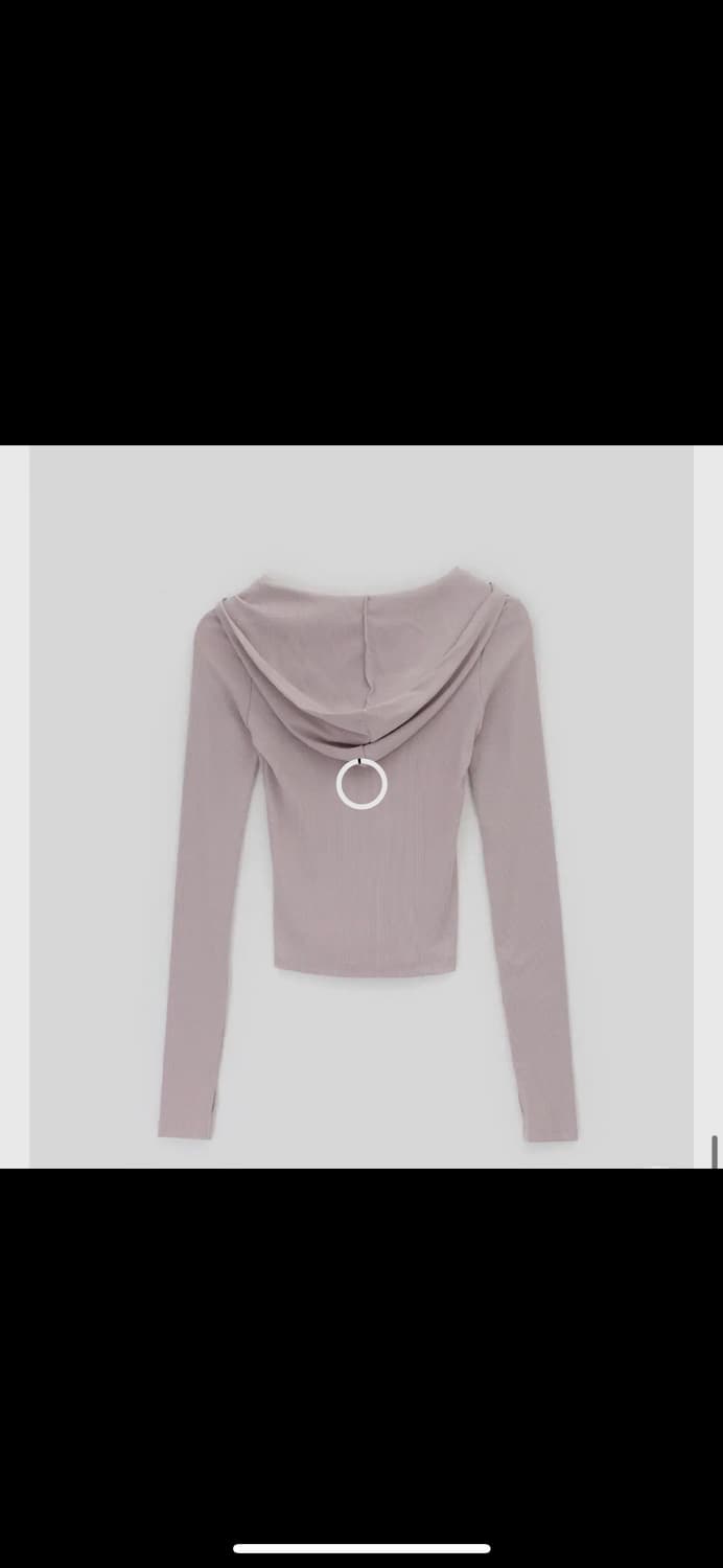 블랙업 이비아 스냅버튼 골지 워머 후드티 핑크 상품이미지4