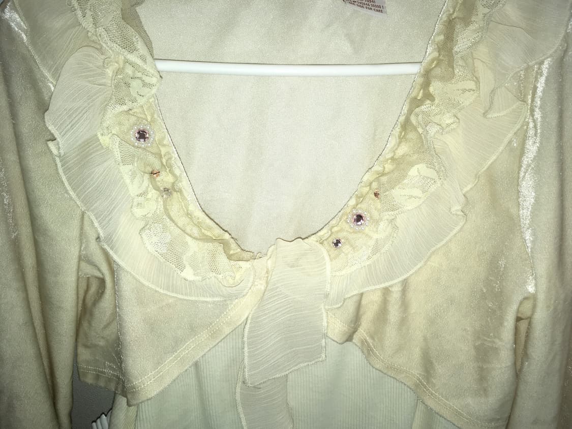 jpn vintage ivory velour lace beads bole 상품이미지2
