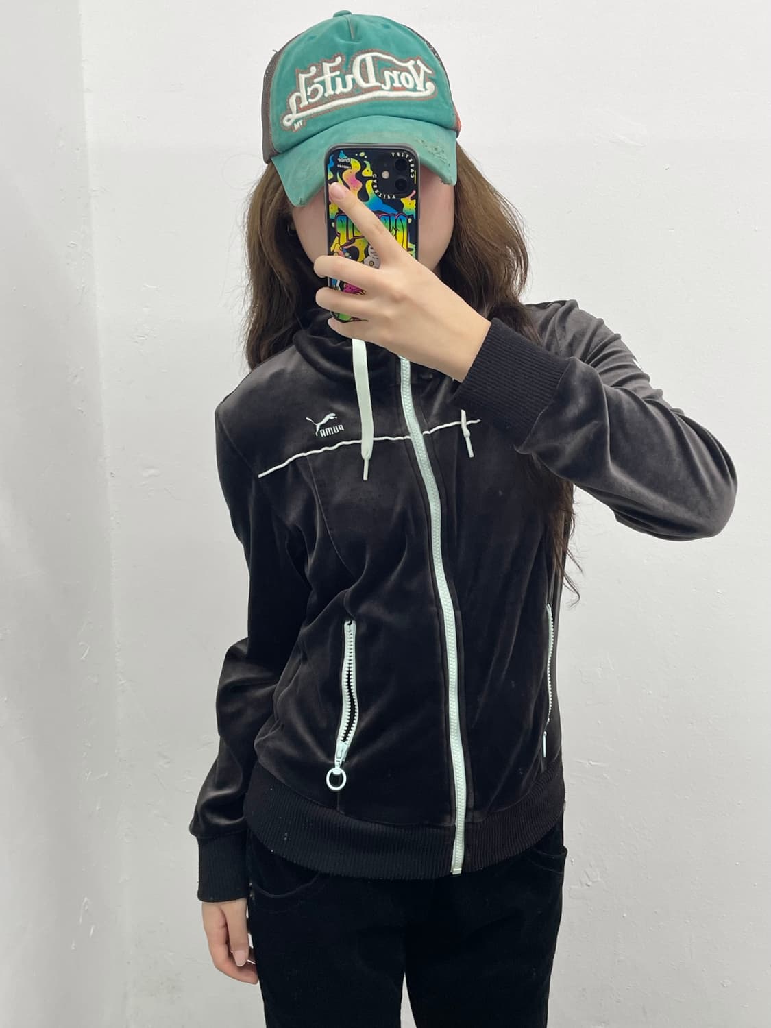 퓨마 차콜 민트 벨로아 집업  상품이미지2