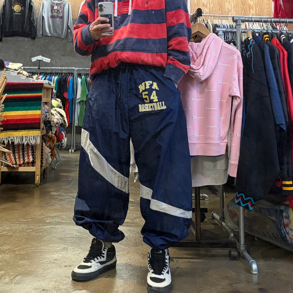 90s Made in USA 빈티지 러셀 츄리닝 바람막이 트레이닝팬츠 상품이미지1