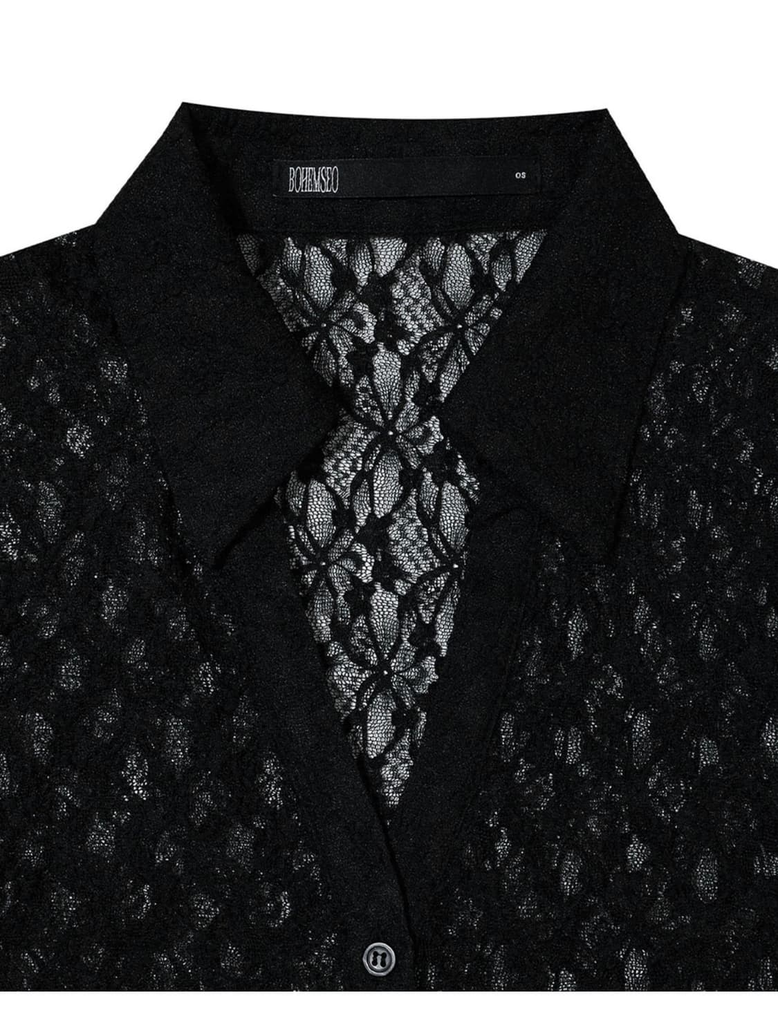 보헤미안서울 LACE OPEN COLLAR SHIRT, BLACK 상품이미지2