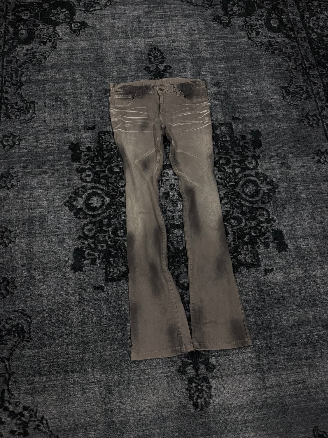 Tornado mart dark washing grey flare den 상품이미지1