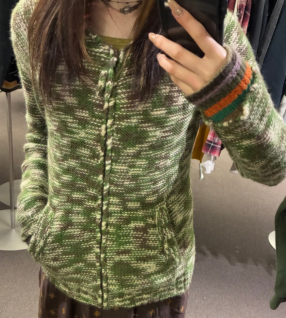 OS)Japanese vintage 니트 후드집업 상품이미지1