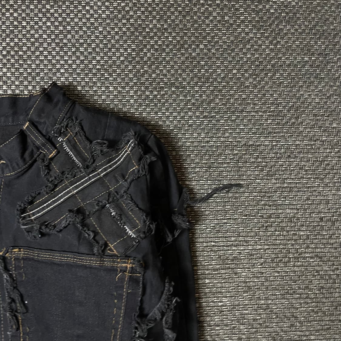 빈티지 블랙 커스텀 크롭 데님 자켓 상품이미지3