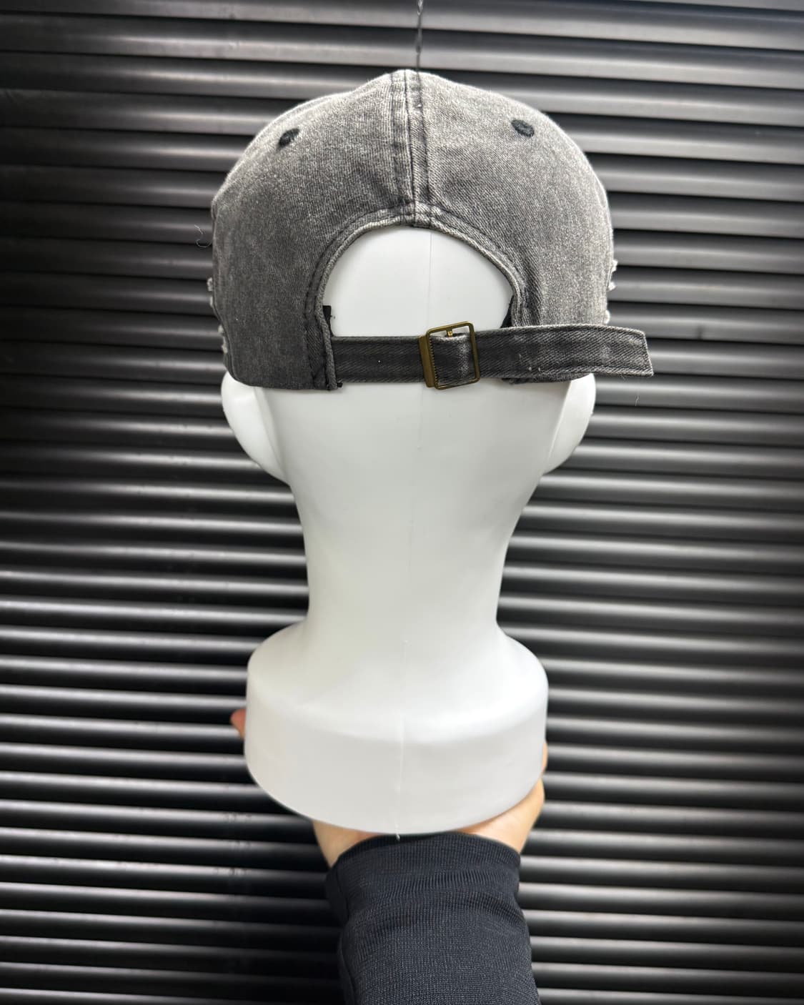 버팔로 소 뿔 뼈 래터링 프린팅 볼캡 흑청 데님 고스 펑크 갸루 로리걸 상품이미지3