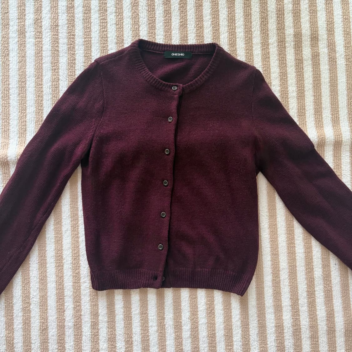 오헤시오 베이직 버건디 가디건 상품이미지1