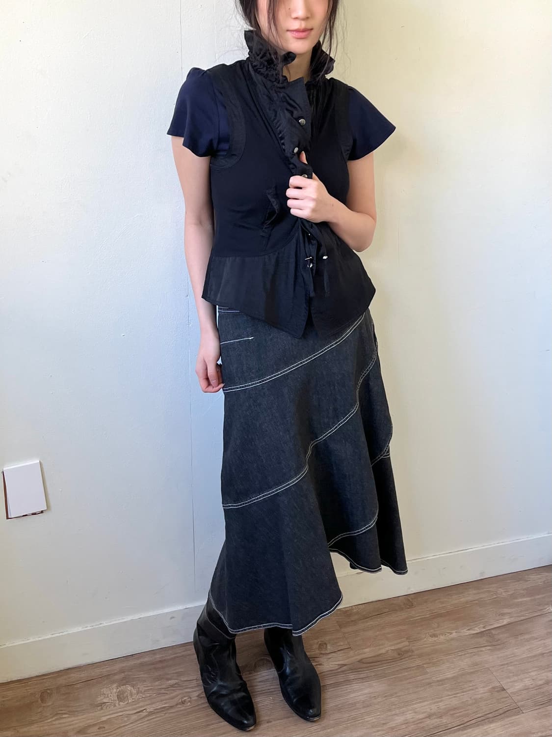 VIANTE 블랙 베스트 시어링 자켓 상품이미지7