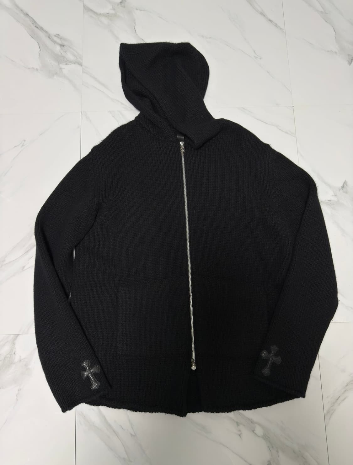 신형 크롬하츠 VIC 크로스 레더패치 빅크로스 캐시미어 후드집업 L 상품이미지1