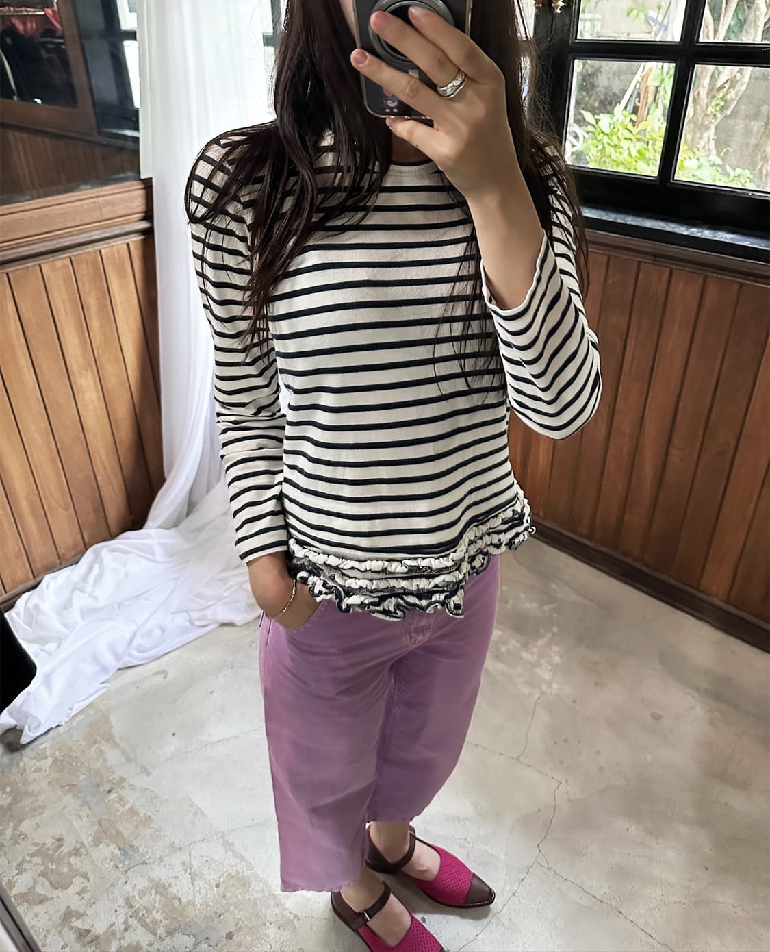 COMME DES GARCONS stripe ruffle top 상품이미지4
