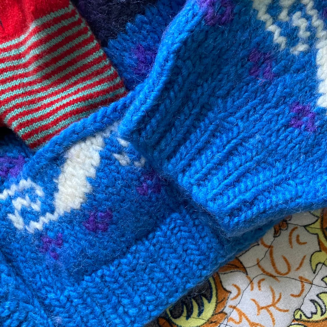 오버핏 나바호 파도 패턴 울 헤비니트 크롭 스웨터 버튼 가디건 상품이미지5