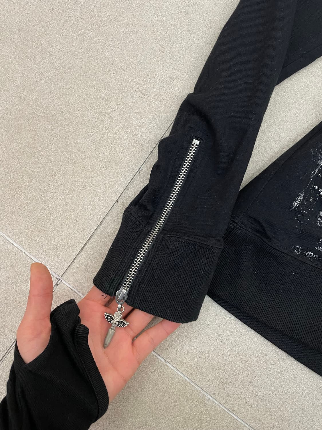 펑크 프린틴 크로스 체인 후드집업 상품이미지4