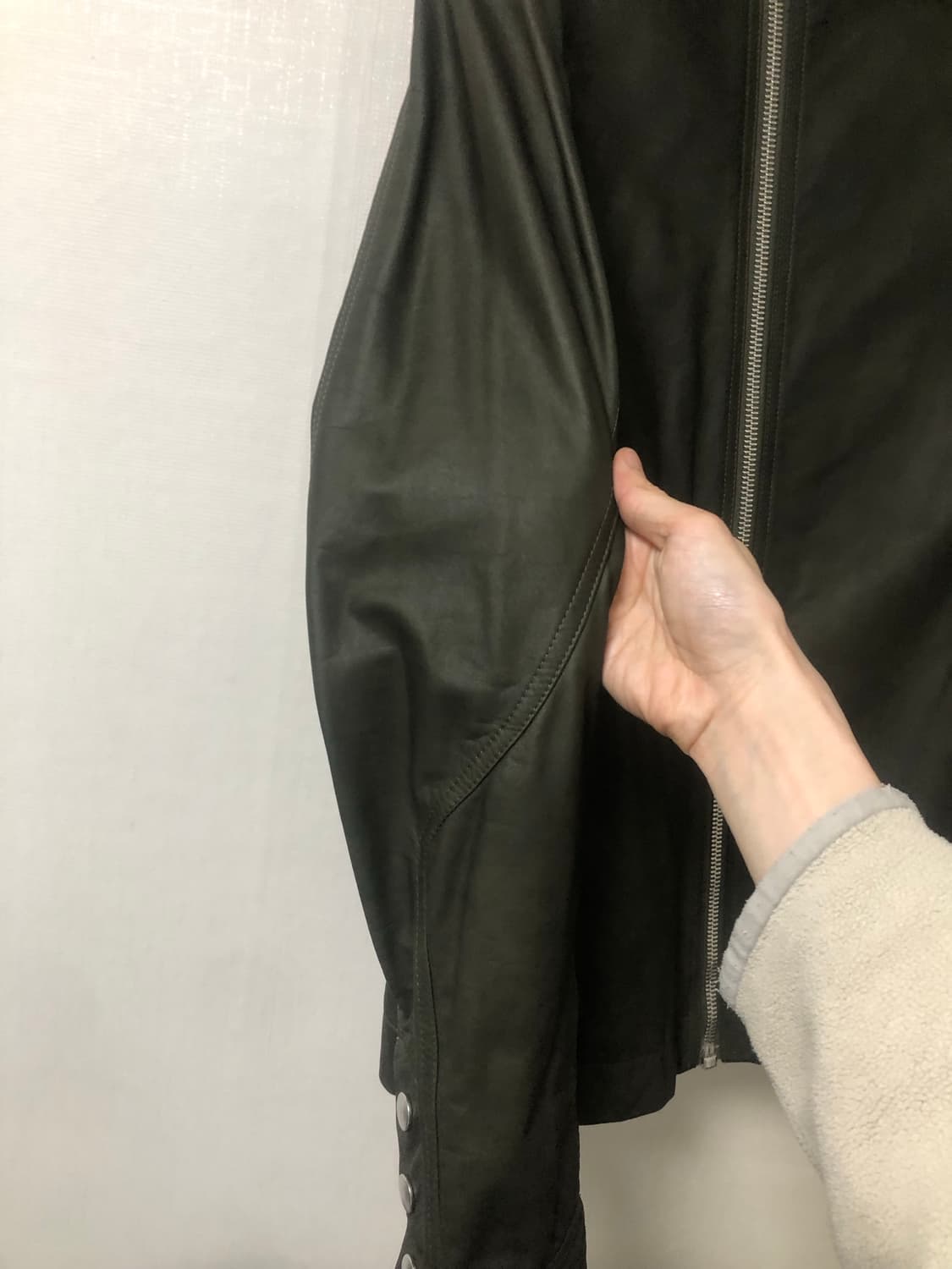 릭오웬스 16SS CYCLOPS 몰리노 레더자켓 카키 50 상품이미지7