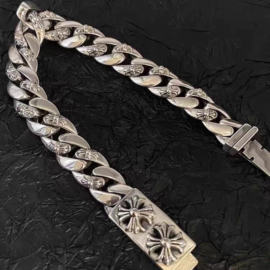 실버  펑크 록 12mm 와이드 체인 남성 팔찌 상품이미지4