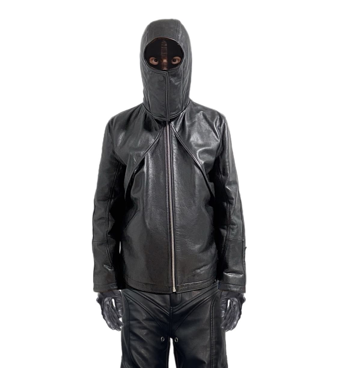 FLANEUR 닌자 스쿠다이버 바라클라바 후드 카우레더자켓 상품이미지2