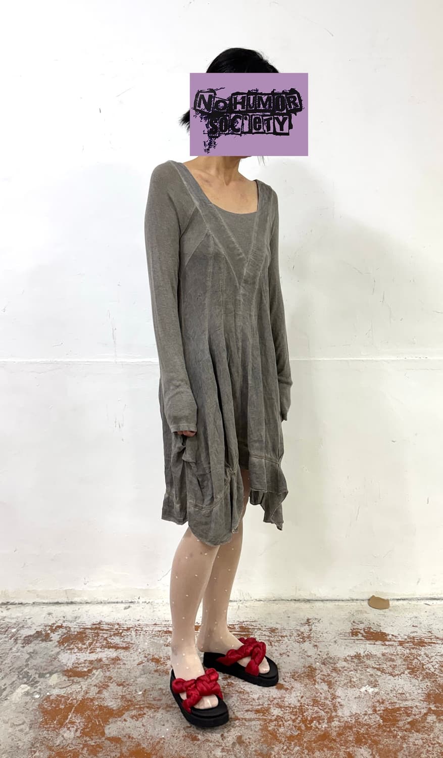 Vintage Grunge Asymmetrical Gray Dress 상품이미지7