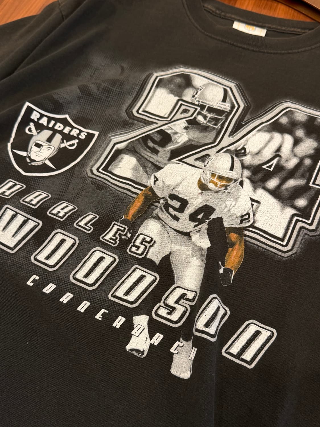 00s NFL 오클랜드 레이더스 No.24 WOODSON 페이딩 티셔츠 상품이미지7