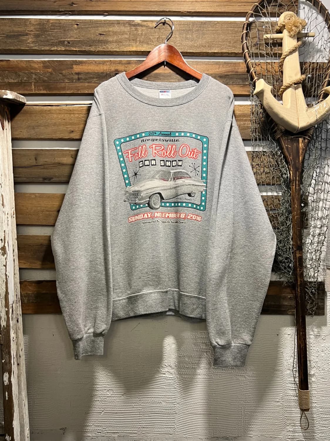 [S]USA 빈티지 Fall Roll Out 올드카 그레이 스웻셔츠 상품이미지1