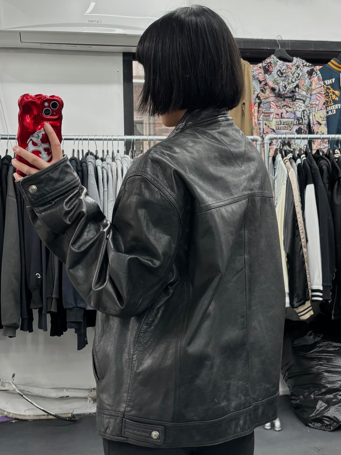 타미 힐피거 제뉴인 레더 바이커 자켓 상품이미지4