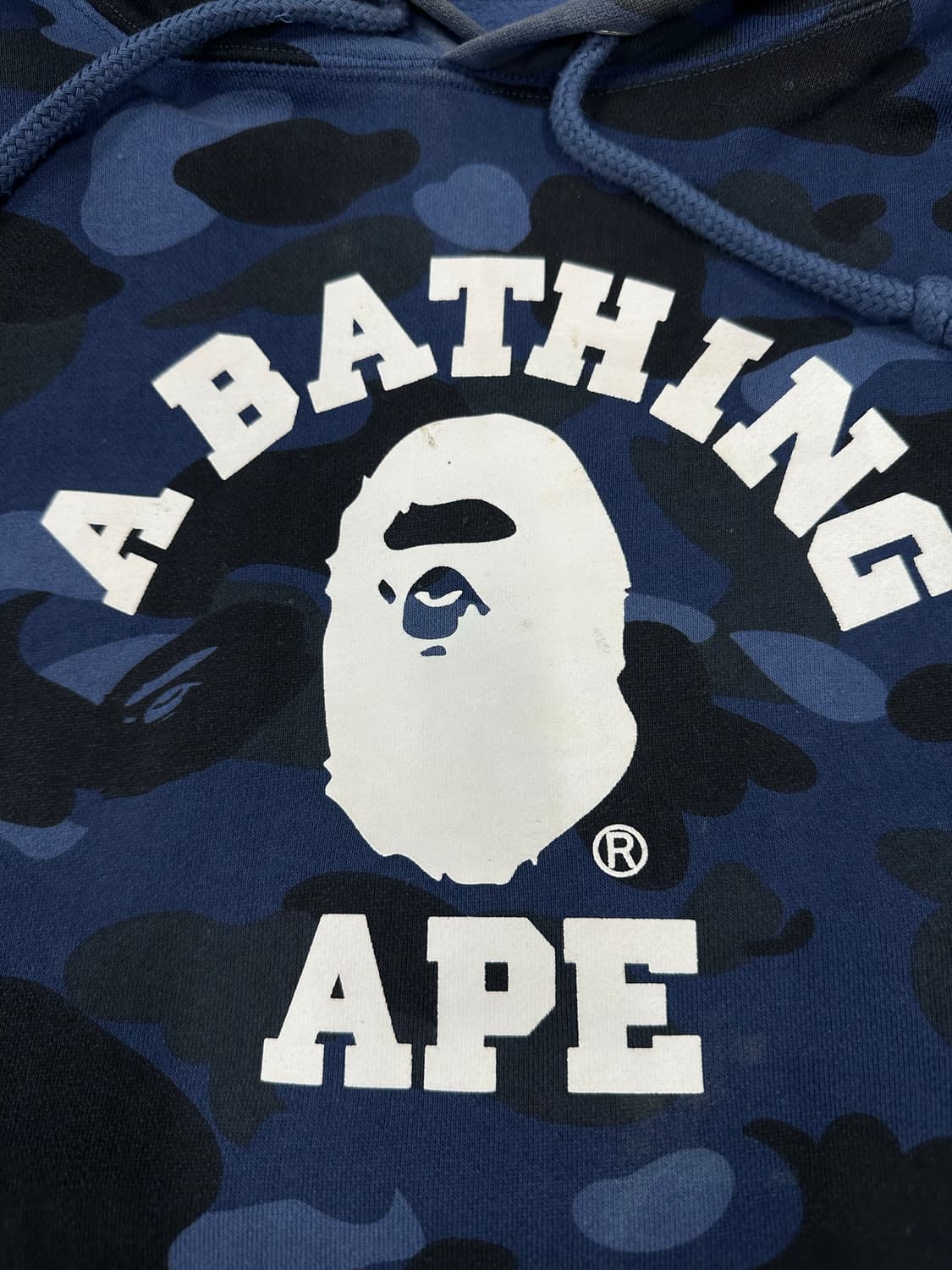 베이프 카모 컬리지 후드티 네이비 블루 상품이미지6