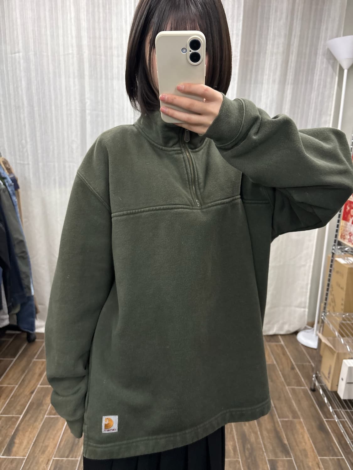 칼하트 빈티지 카키 반집업 맨투민 상품이미지3