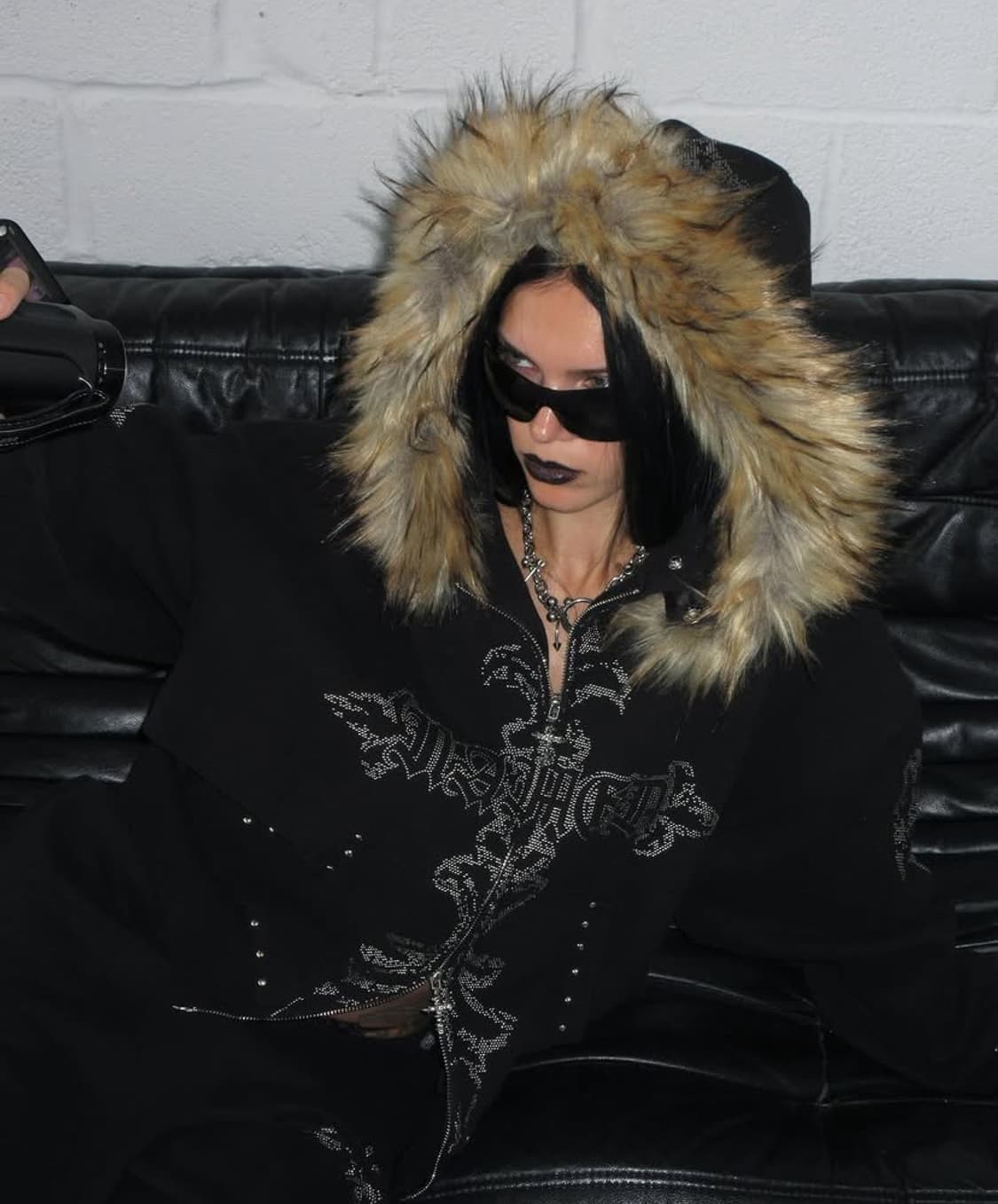 Feral faux fur studded 후드집업 셋업 상품이미지3