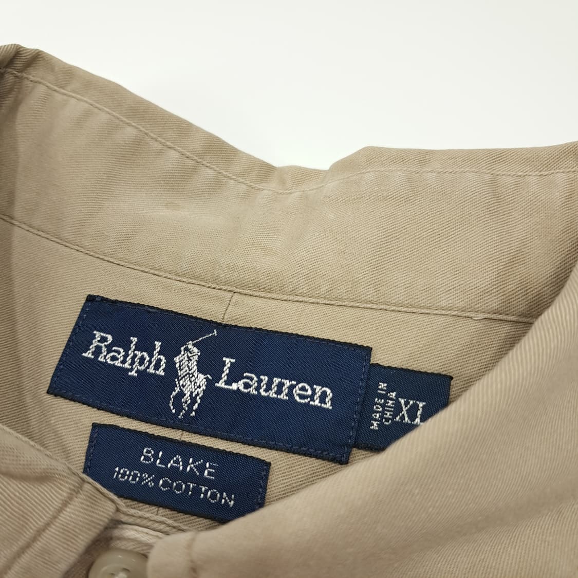 CL519 XL 폴로 90s 코튼 버튼다운 베이지 셔츠 남방 상품이미지3