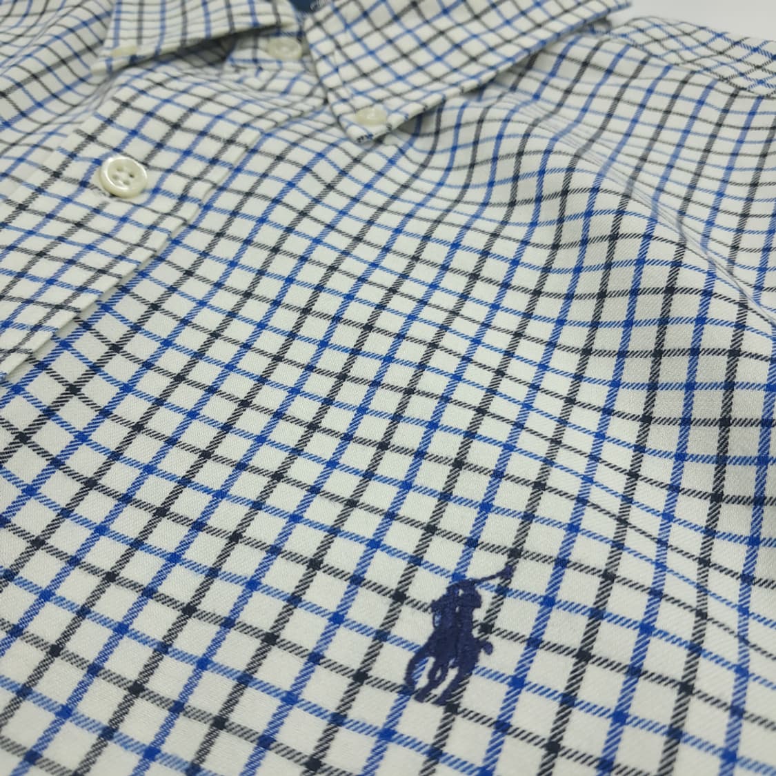 Co891 XL 폴로 랄프로렌 블루블랙 마이크로체크 긴팔 셔츠 남방 상품이미지5