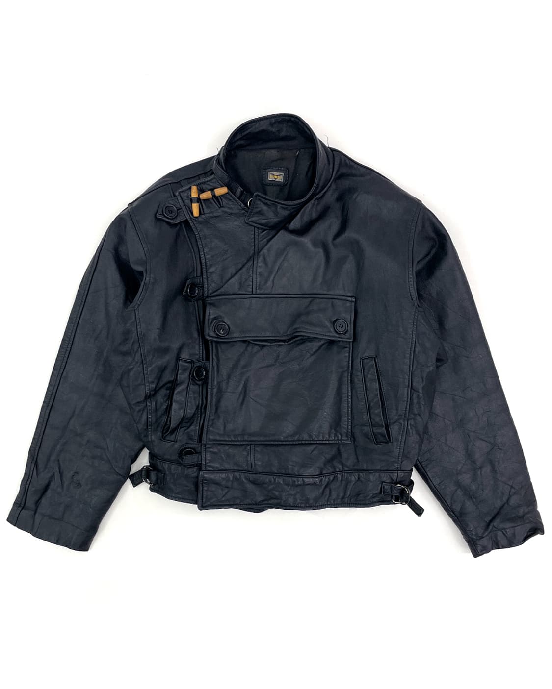 90s 스웨덴군 모터사이클 레더 자켓 리프로덕션 상품이미지1