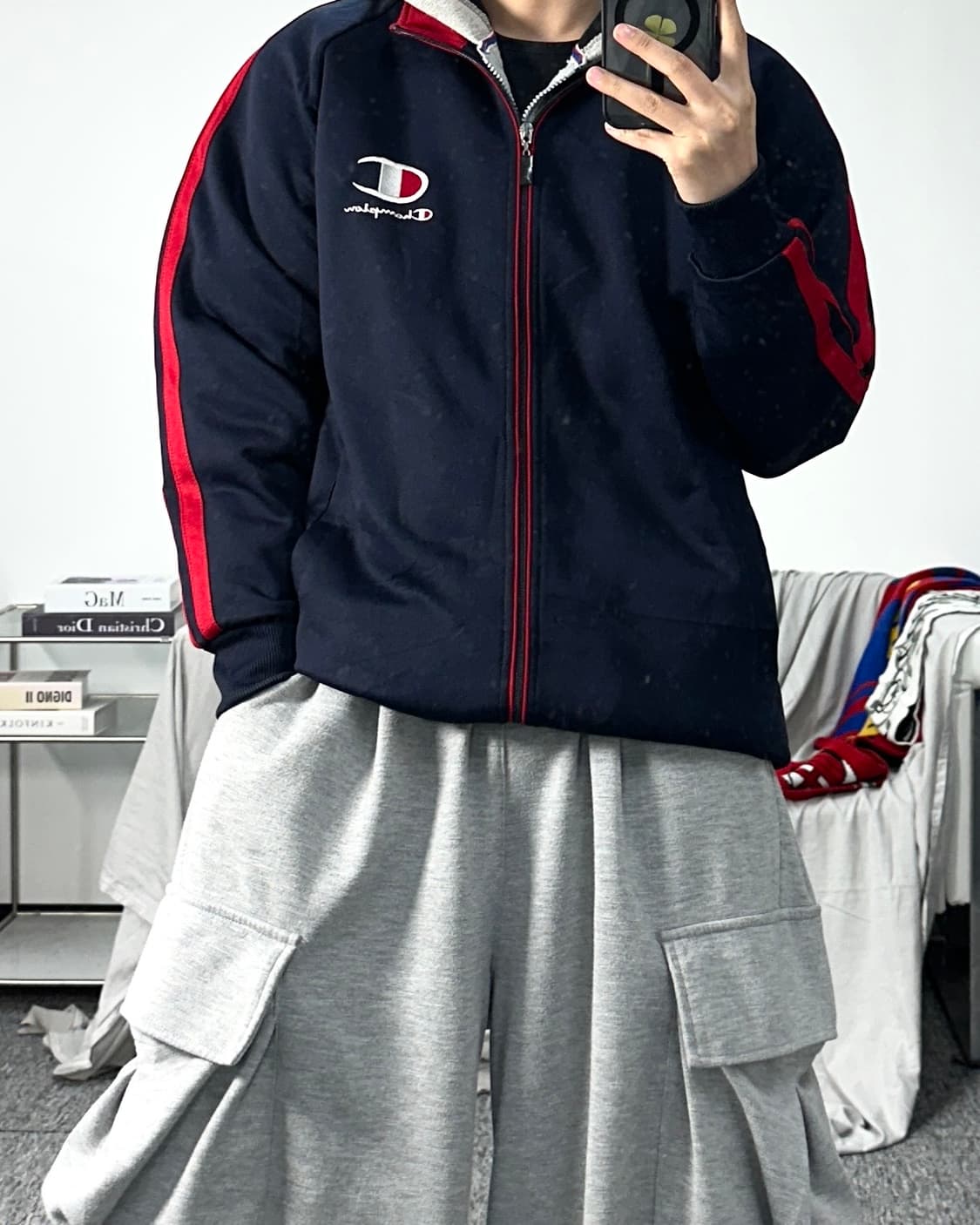 챔피온 빅로고 레드 네이비 트랙탑 져지 160 상품이미지3