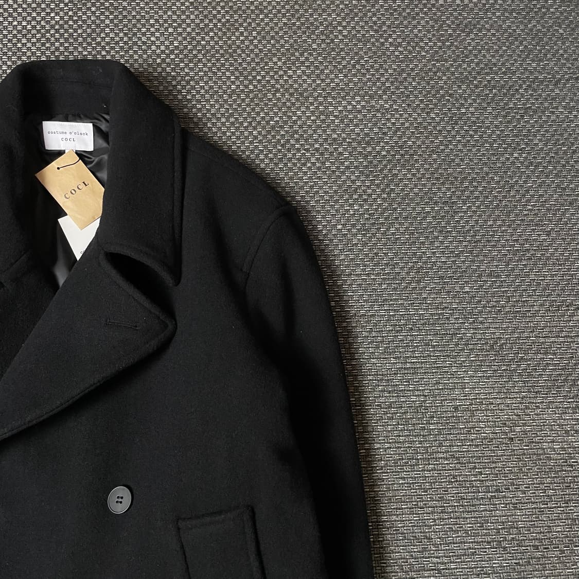 커스텀어클락 블랙 울 더블코트 S 상품이미지4