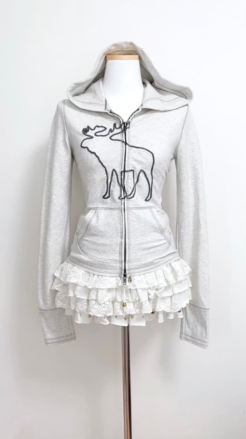 Abercrombie 아베크롬비 오트밀 딱붙 후드집업 아베후집 아베후드 상품이미지1