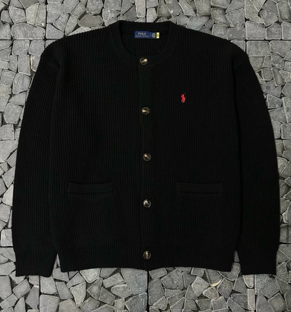 폴로 블랙 울 라운드 가디건 L 상품이미지3