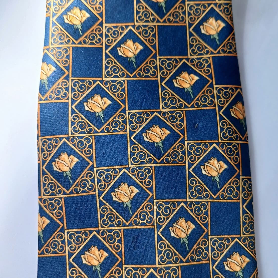 랑방 실크 네이비 플라워 패턴 넥타이 9.5cm S등급 E840 상품이미지7