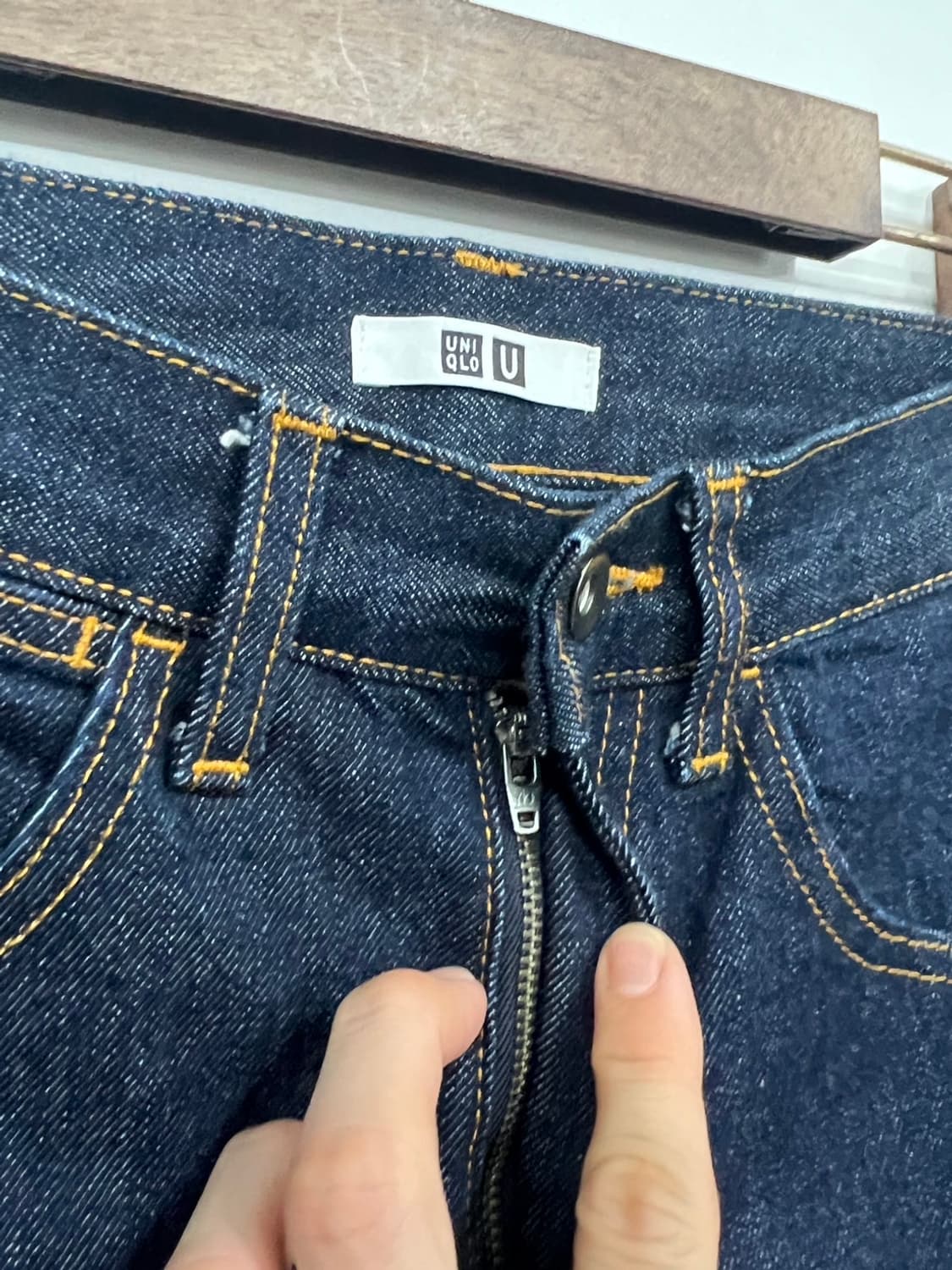 유니클로 배기 커브진 와이드핏 생지 데님 팬츠 상품이미지5