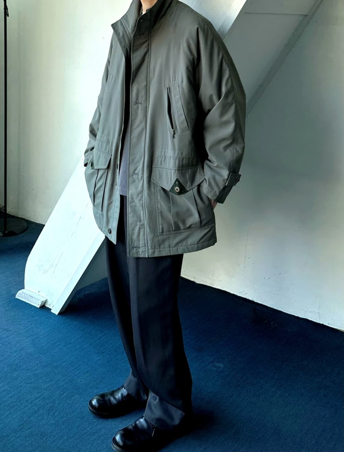 Peach skin padded mil mid coat 상품이미지10