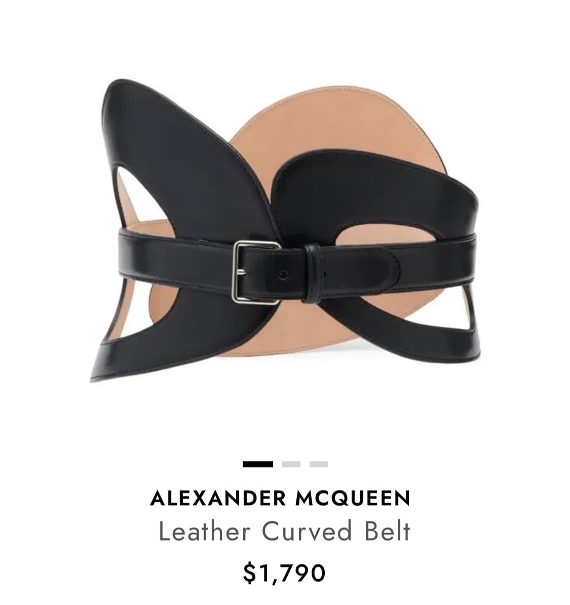 새상품)알렉산더 맥퀸 레더 커브드 벨트 블랙 상품이미지1