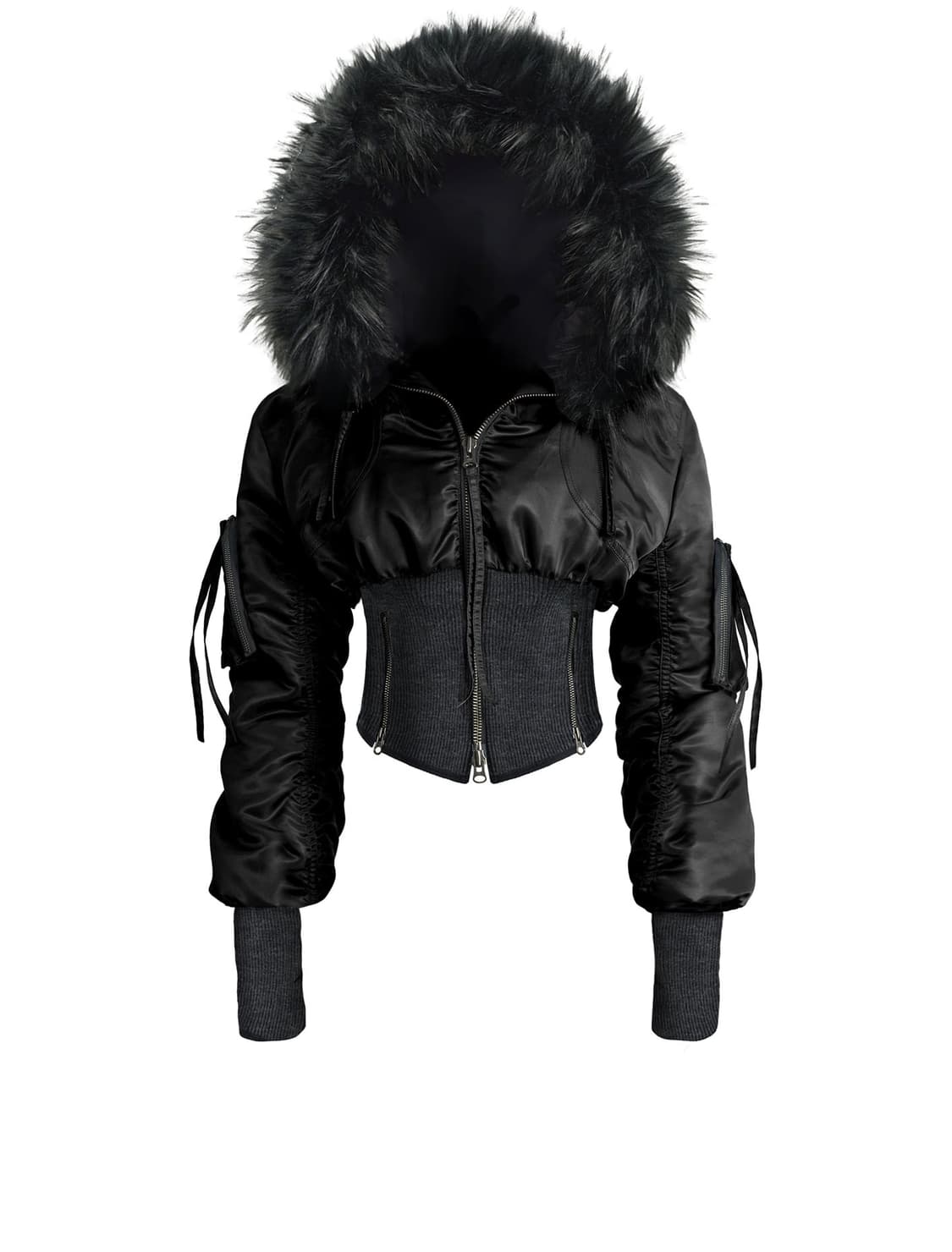 키묘 볼린 패디드 봄버 자켓 블랙 상품이미지1