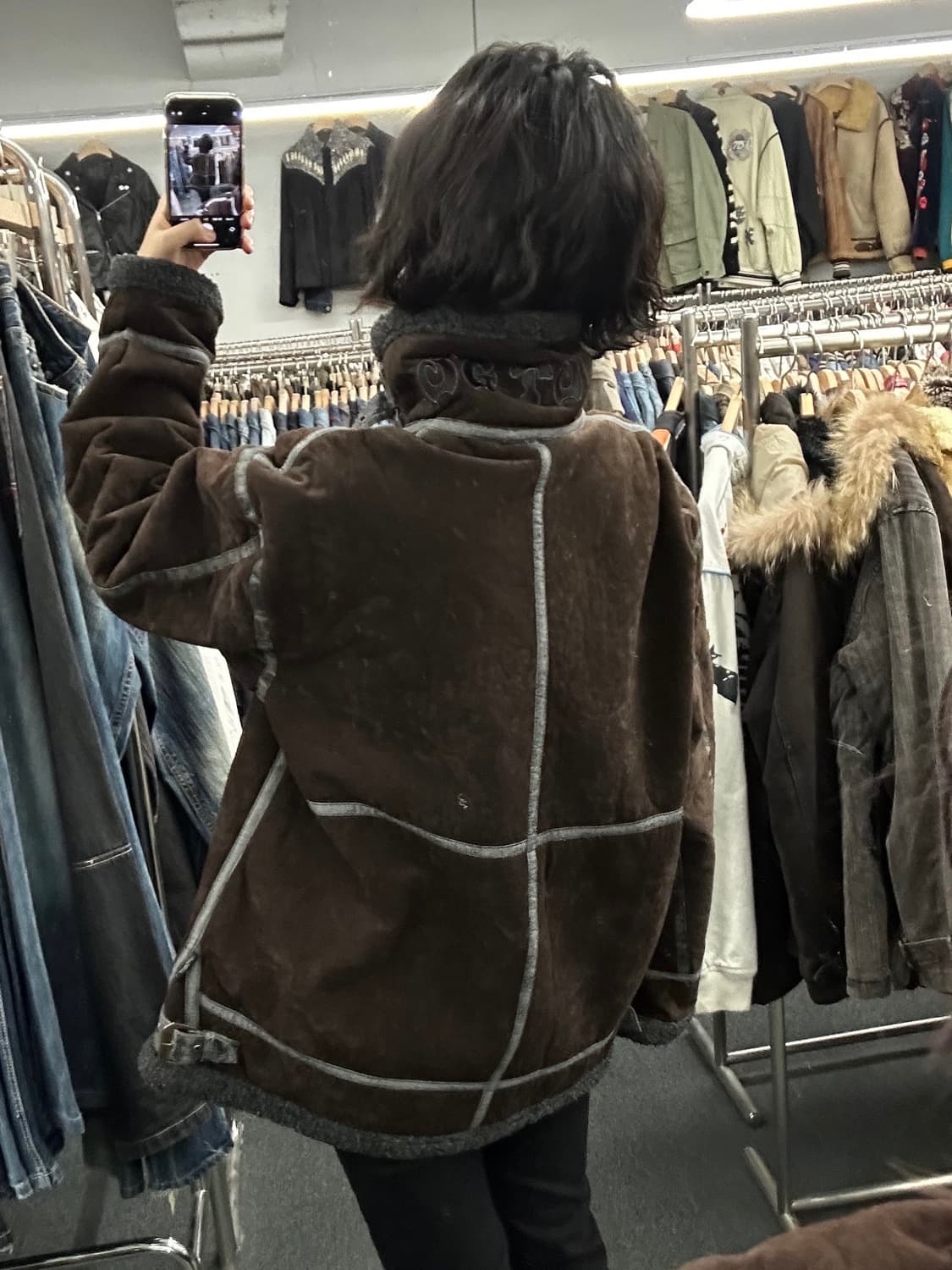 XL)도그타운 빈티지 스웨이드 브라운 무스탕 상품이미지2