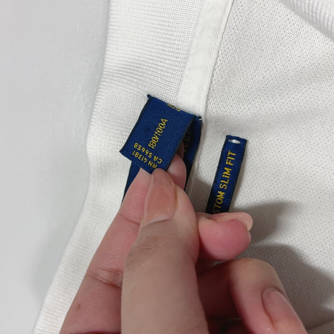[정품] 폴로 화이트 / 네이비포니 반팔카라티 [ L ] 상품이미지4