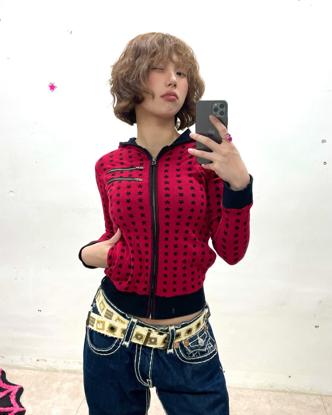 Black Star Red Hooded Zip-Up 상품이미지1