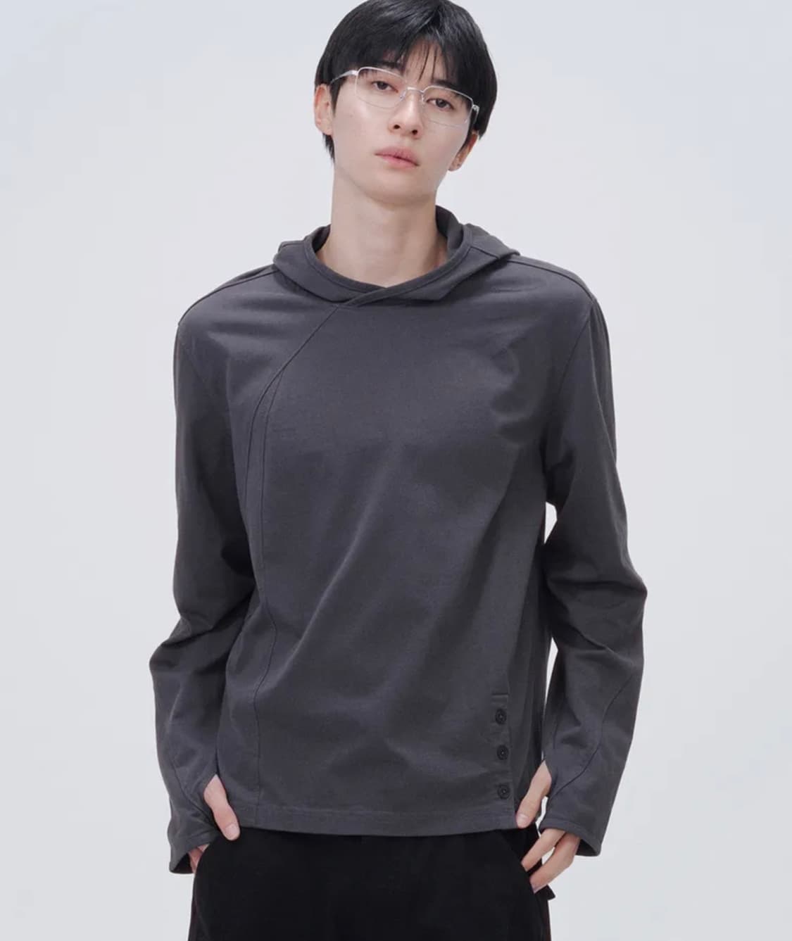 미세키서울 맨 후드 Placket detail hoodie top CHA 상품이미지3