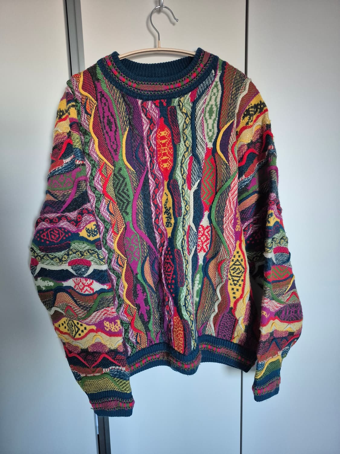 쿠지 맛 빈티지 케이블 3D 니트 패턴 스웨터 에스닉 히피 상품이미지1