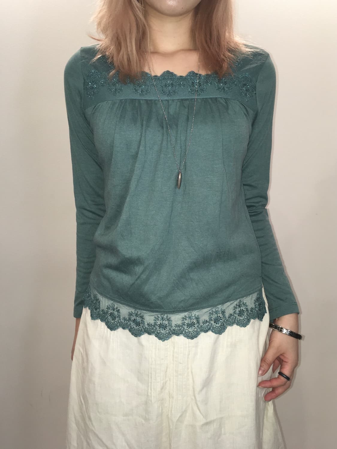 jpn vintage bluegreen lace long sleevele 상품이미지2