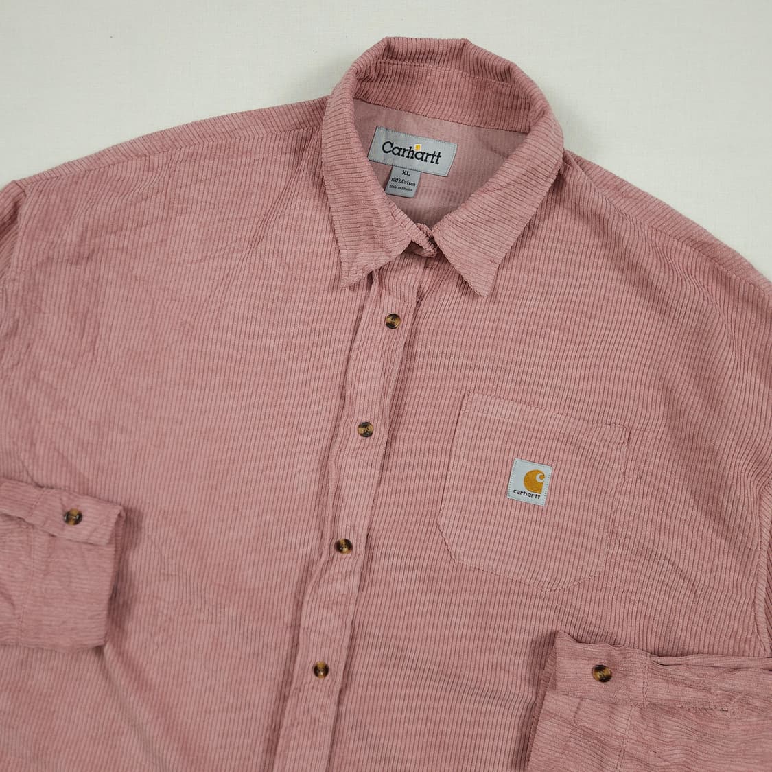 XL(105) 칼하트 리워크 코듀로이 8부 셔츠 핑크 상품이미지1